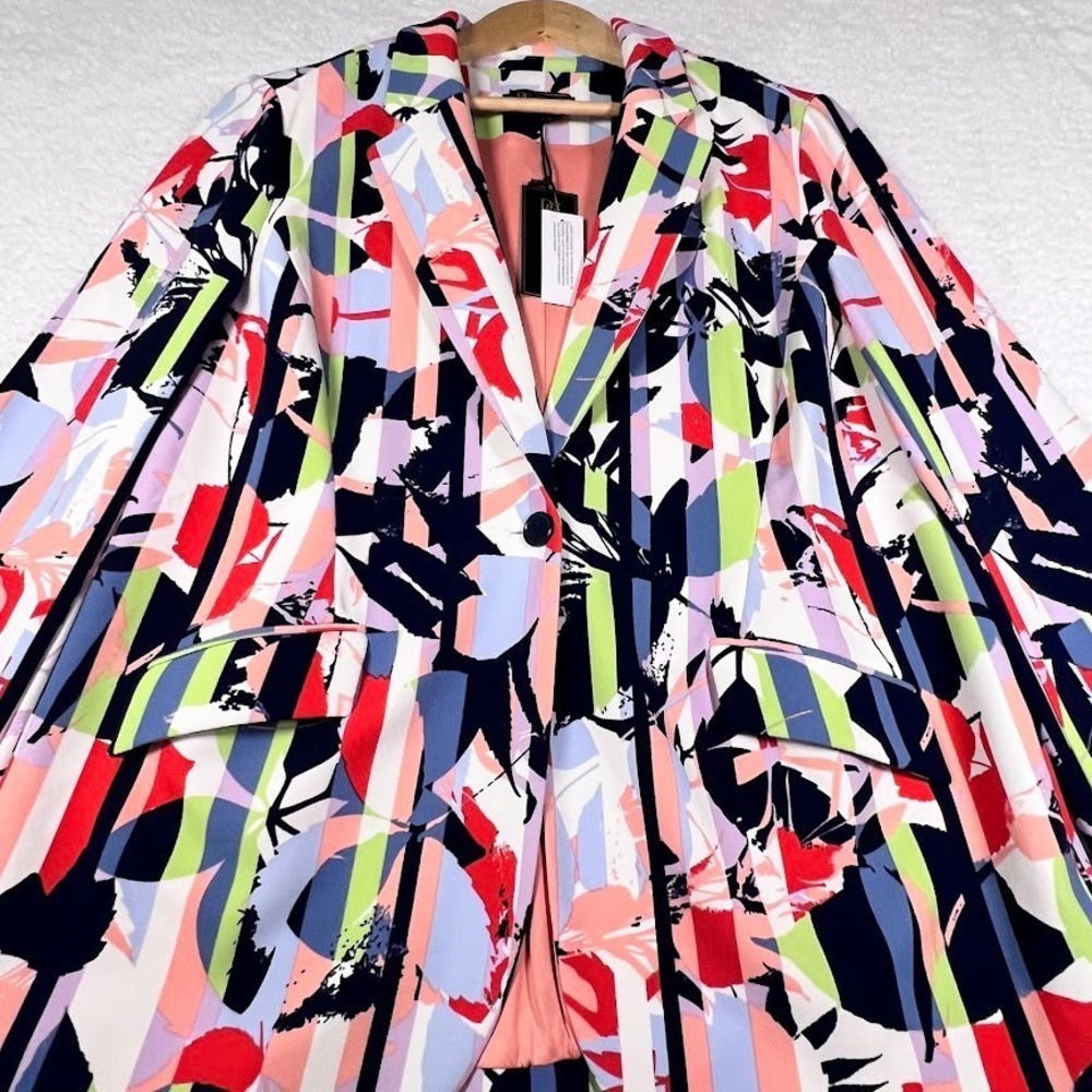 DG2 Abstract Print Blazer XL Colorful Statement Career Teacher Chic Jacket - Picture 3 of 12